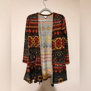 3/$12 Lularoe Duster Sweater SW Aztec Open Front Cardigan Small #0057